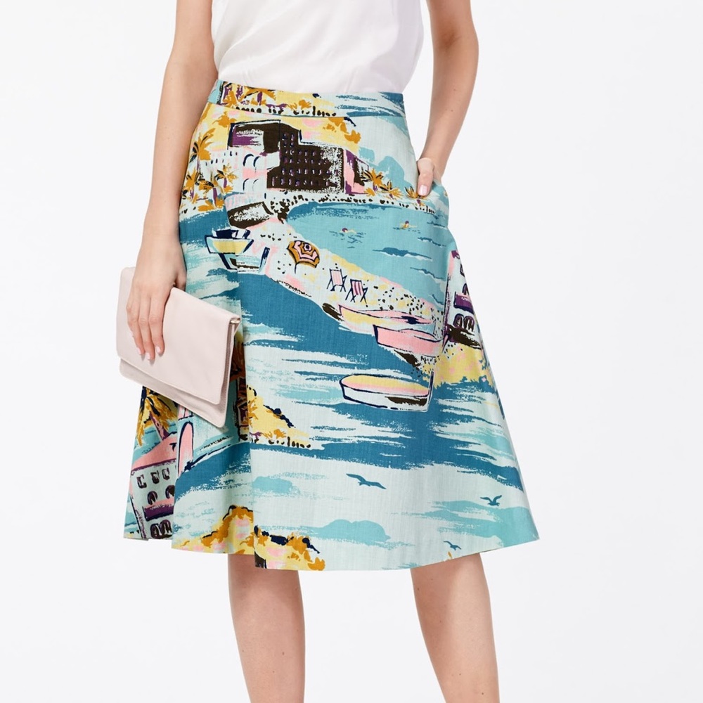 Boden Women's Retro Skirt Riviera Print Size 12 - Picture 1 of 4